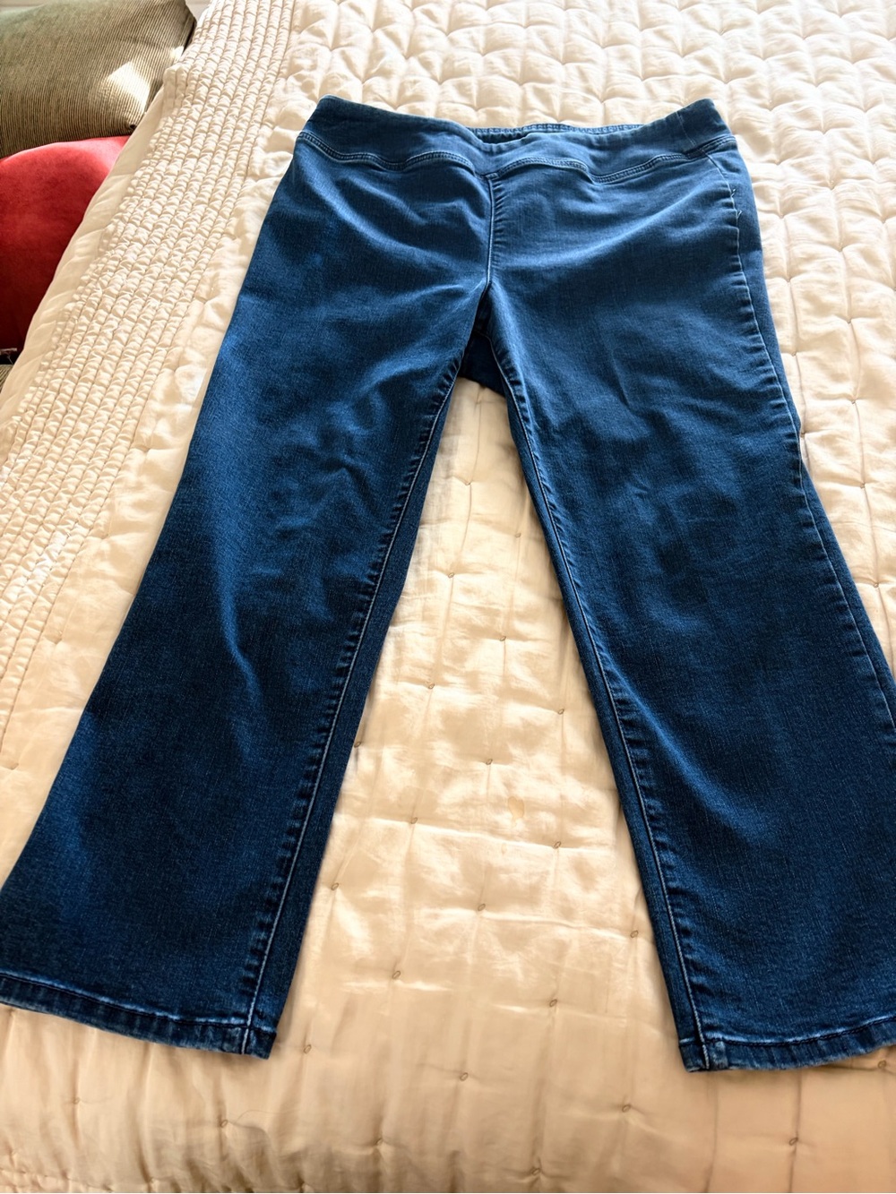 Pull on stretch waist jeans
